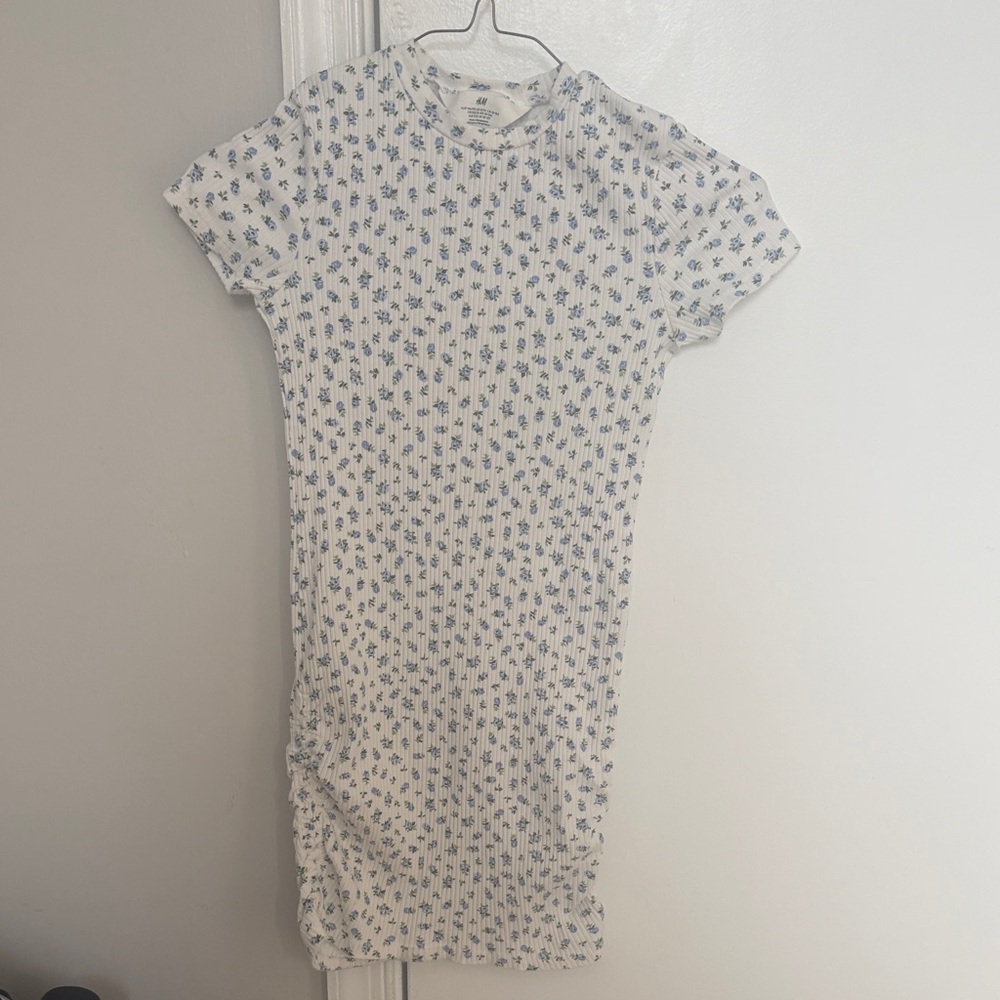H&M White and Blue Floral Mini Dress